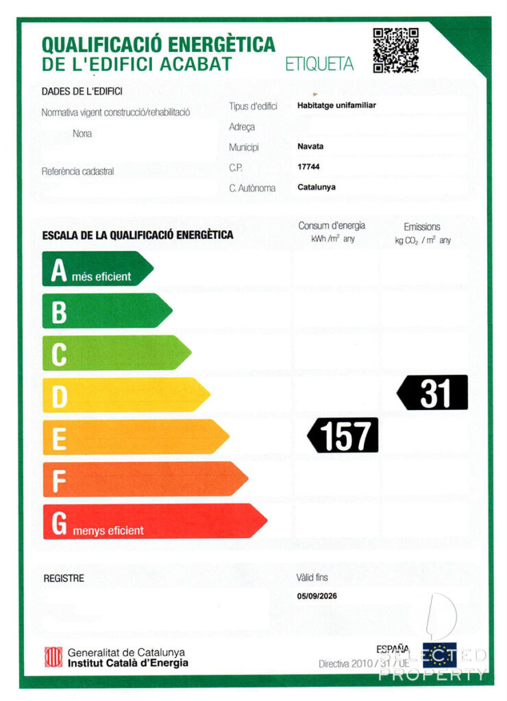 Energy certificate – Bungalow-style villa on the TorreMirona golf course, Costa Brava